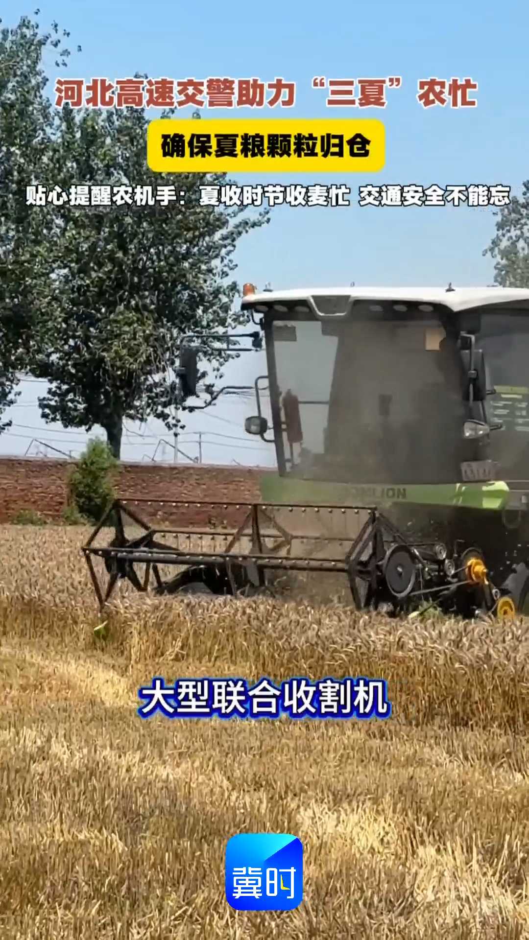 河北高速交警助力“三夏”农忙，确保夏粮颗粒归仓，贴心提醒农机手：夏收时节收麦忙 交通安全不能忘