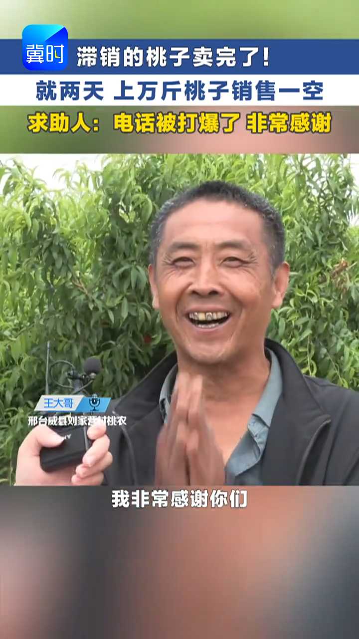 喜讯！王大哥的桃子卖完了！感谢大家支持！ #冀时帮·小吴来帮忙