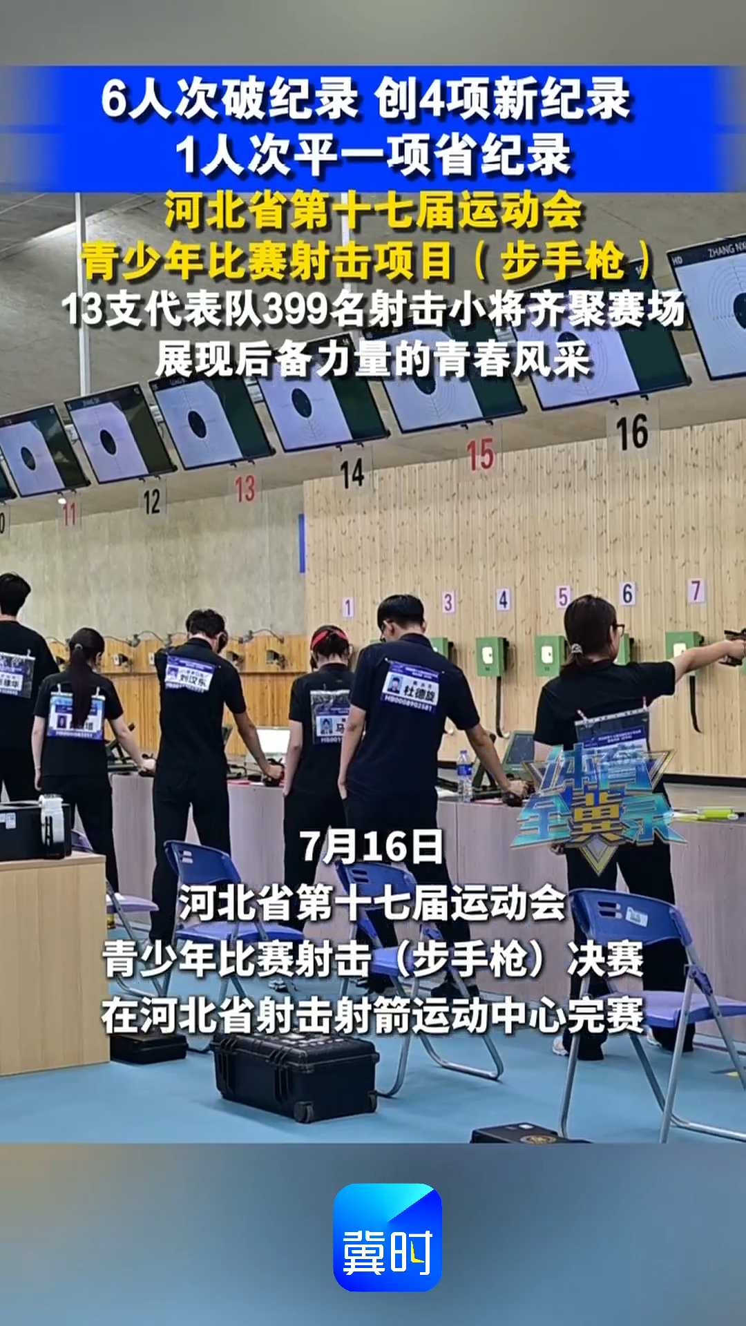 6人次破纪录，创4项新纪录，1人次平一项省纪录！河北省第十七届运动会青少年比赛射击项目（步手枪），13支代表队399名射击小将齐聚赛场，展现后备力量的青春风采！
