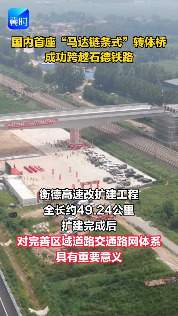 国内首座“马达链条式”转体桥成功跨越石德铁路