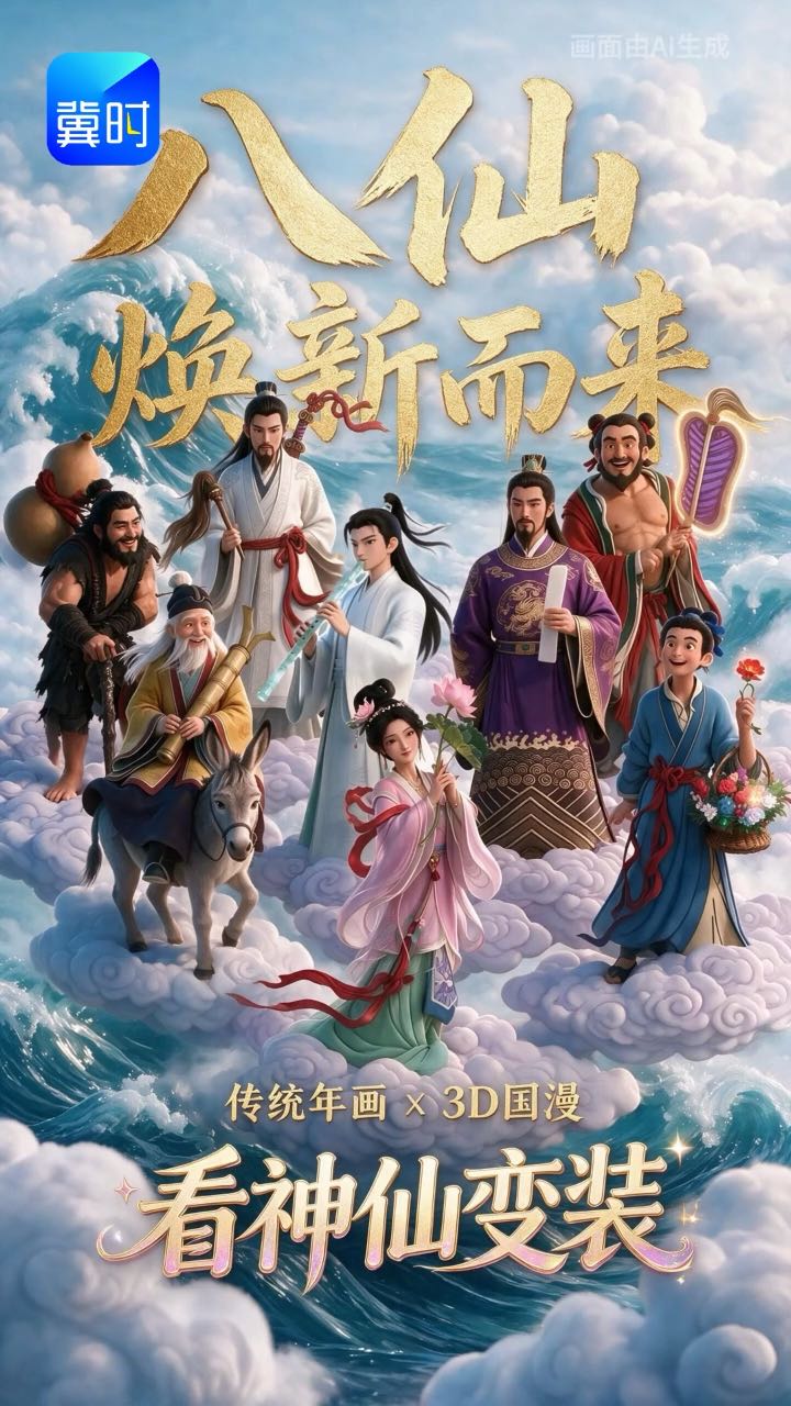 八仙变装！当传世八仙年画邂逅现代3D国漫，古韵美学破圈登场！